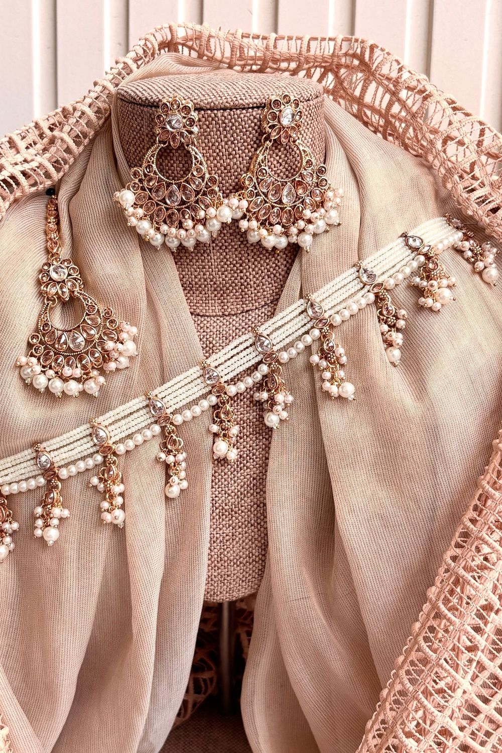 White Metal Choker Set for Bridal Online in Dubai UAE Abudhabi Ajman Sharjah