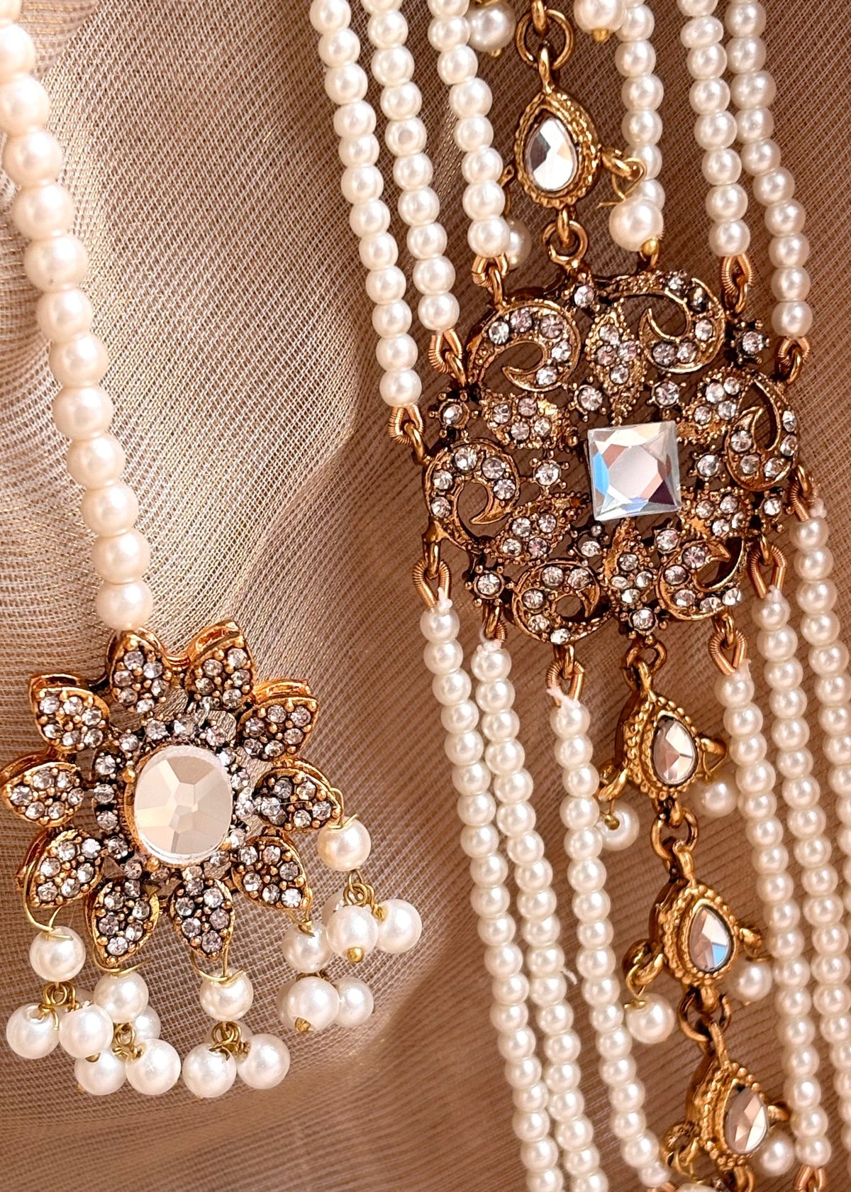 White Metal Stone Work Jhumka Earrings Set Online in UK USA Canada