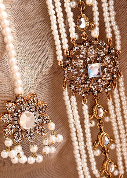 White Metal Stone Work Jhumka Earrings Set Online in UK USA Canada