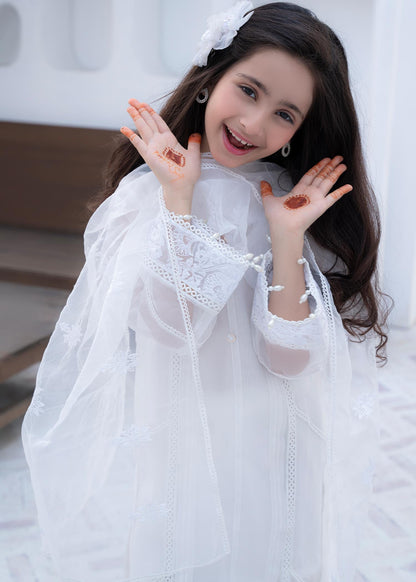 White Organza Embroidered Salwar Kameez Online in KSA Riyadh Saudi Arabia Oman Bahrain Qatar