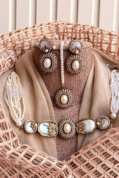 White Pearly Choker Set for Bridal Online in Dubai UAE Abudhabi Ajman Sharjah