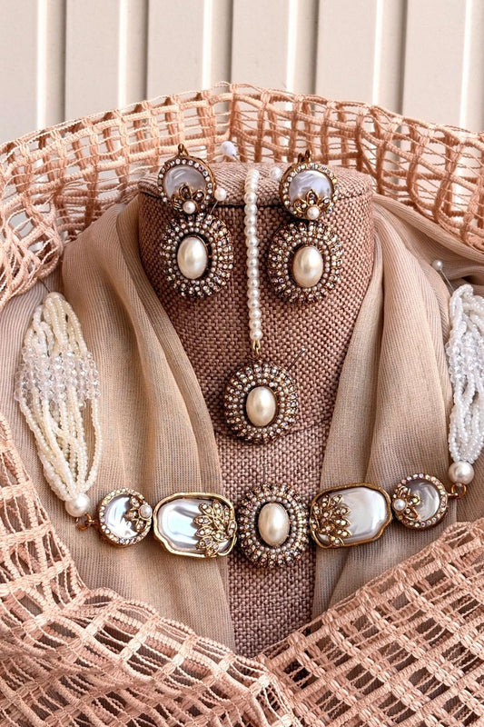 White Pearly Choker Set for Bridal Online in Dubai UAE Abudhabi Ajman Sharjah