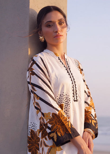 White Poly Silk Embellished Kaftan Dress Online in UK USA Canada