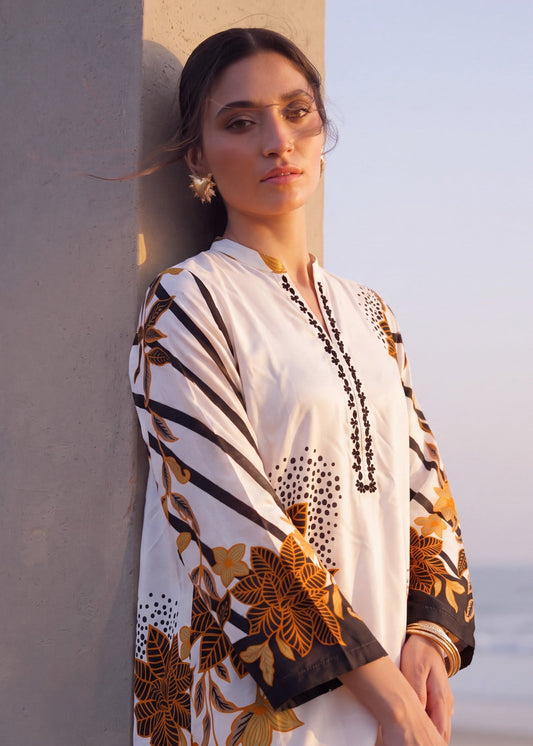 White Poly Silk Embellished Kaftan Dress Online in UK USA Canada
