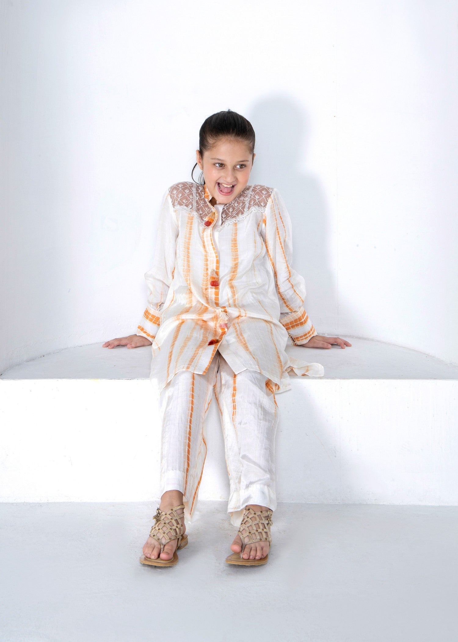 White Raw Silk Embroidered Straight Cut Suit Online in Sri Lanka India Australia