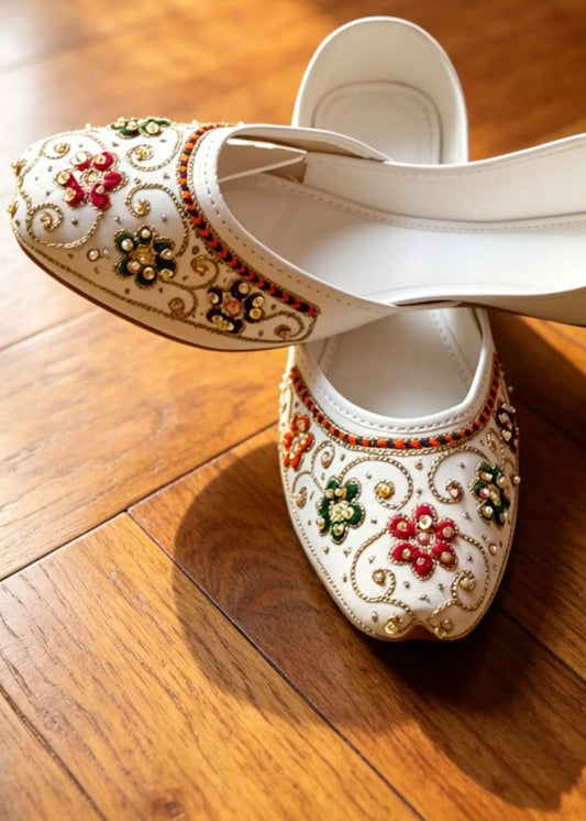 White Rexine Ethnic Sandals for Women Online in UK USA Canada