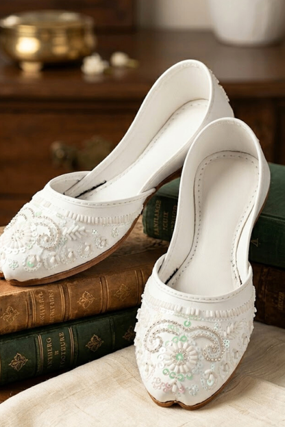 White Sidaadi Khussa for Women Online in Dubai UAE Abudhabi Ajman Sharjah