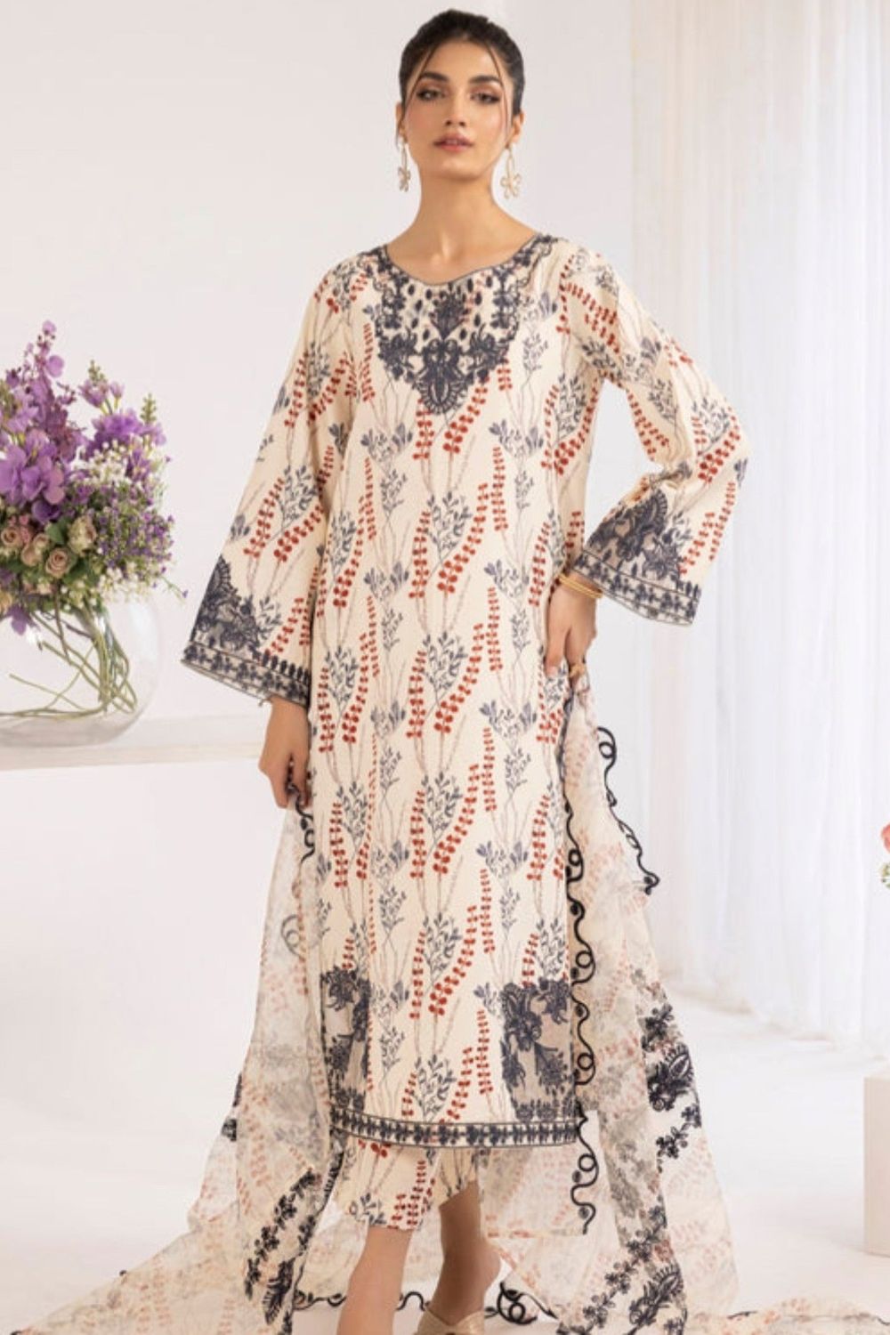 White Silk Straight Cut Kurta Suit Online in Dubai UAE Abudhabi Ajman Sharjah