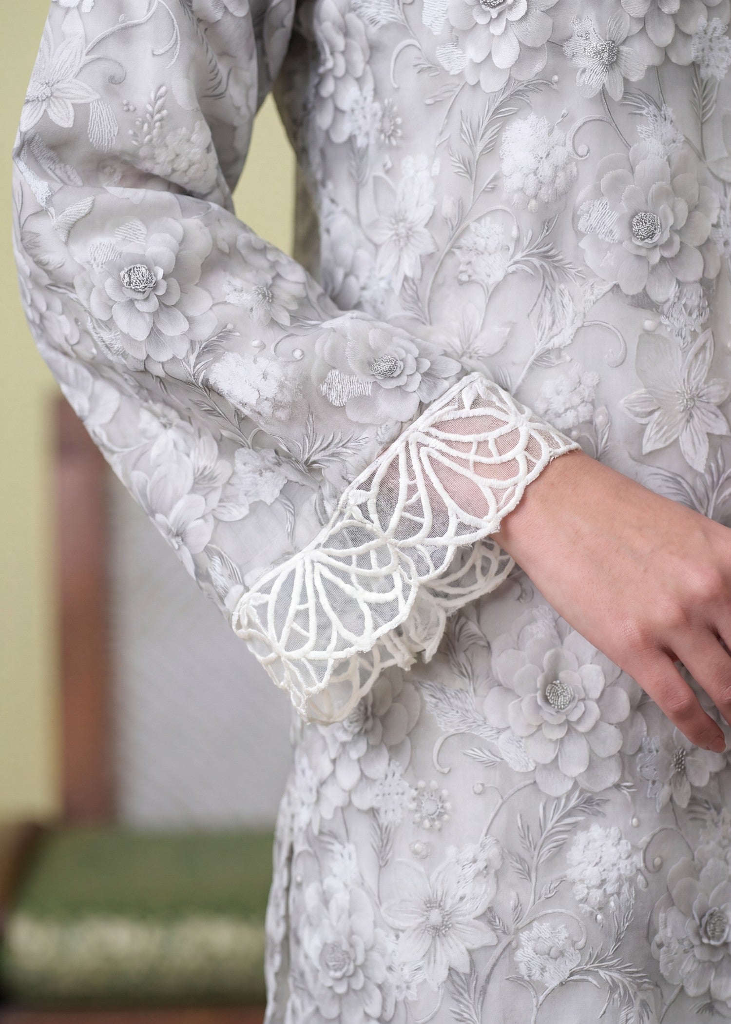 White Smoke Lawn Embroidered Pakistani Suit Online in Sri Lanka India Australia