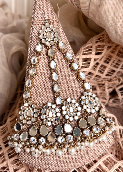 White Stone Work Jewellery Set for Wedding Online in Sri Lanka India Australia