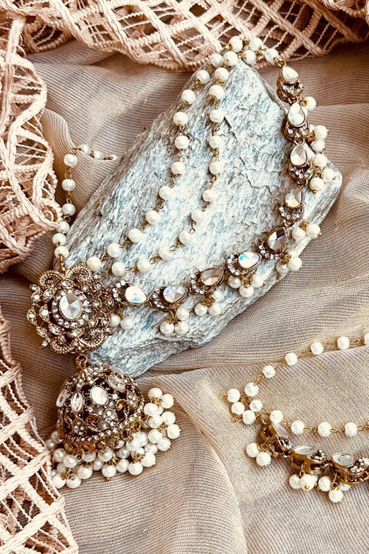 White Stone Work Jhumka Earrings Online in Dubai UAE Abudhabi Ajman Sharjah