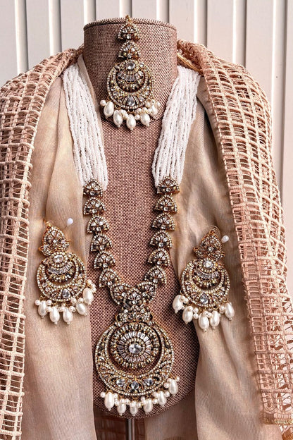White Stone Work Malaa Jewellery Set Online in Dubai UAE Abudhabi Ajman Sharjah