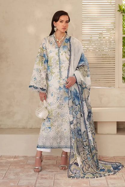 White Swiss Lawn Unstitched Salwar Suit Online in Dubai UAE Abudhabi Ajman Sharjah