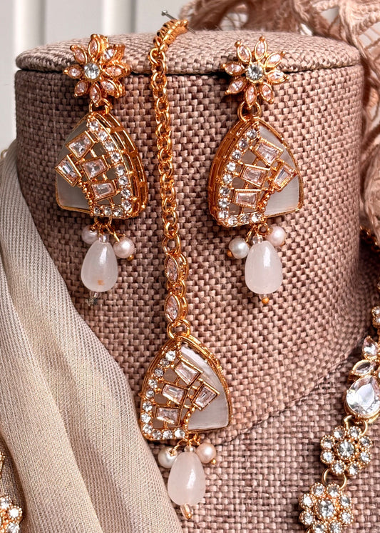 White Turkish Malaa Bridal Jewellery Set Online in UK USA Canada