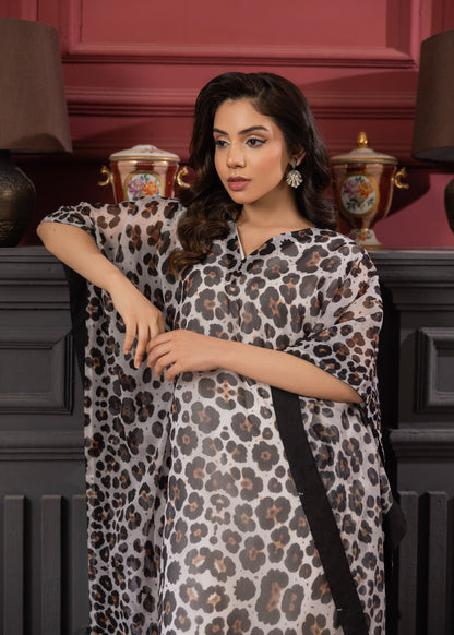 White Walnut Brown Leopard Kaftan Suit Online in Dubai DXB UAE Abudhabi Meena Bazaar
