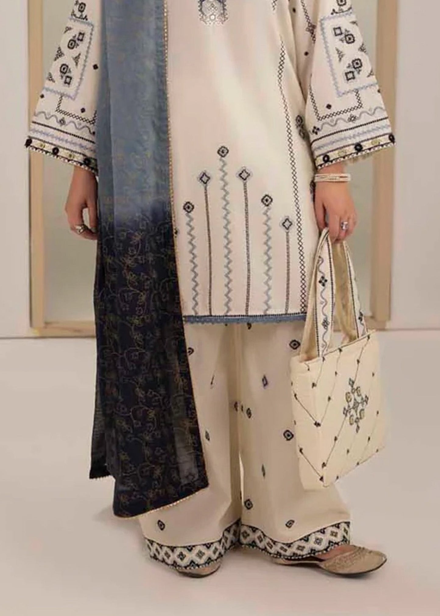 White Zari Cotton Ladies Salwar Suit Online in UK USA Canada