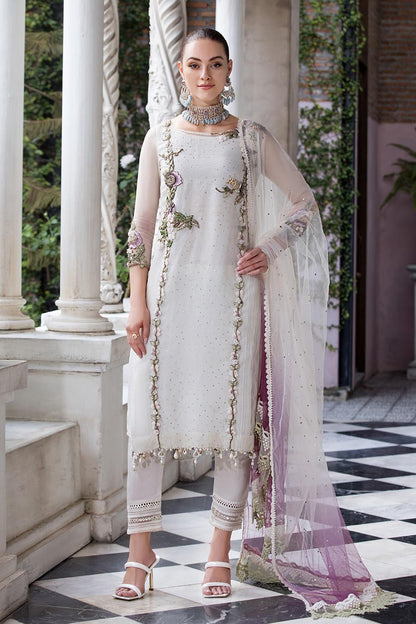 White Readymade Pure Chiffon Suit