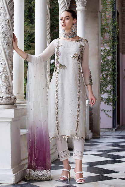 White Readymade Pure Chiffon Suit