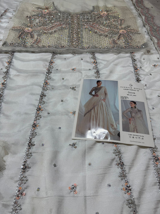 White Handmade Raw Silk Lehenga Choli