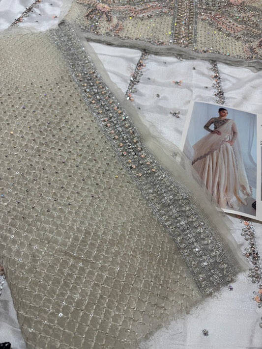 White Handmade Raw Silk Lehenga Choli