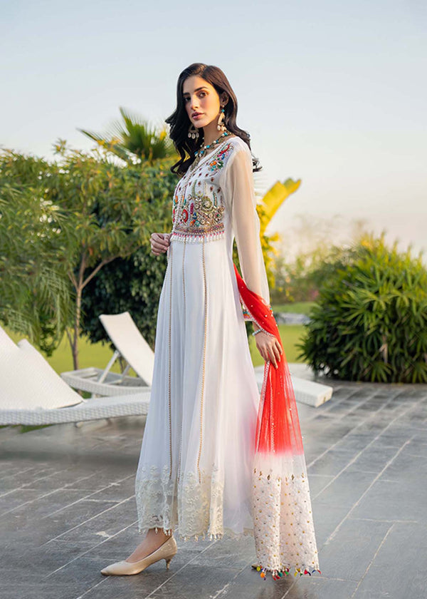 White Anarkali Dress With Dupatta