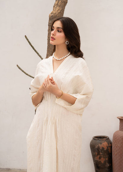 White Sequins Embroidered Kaftan