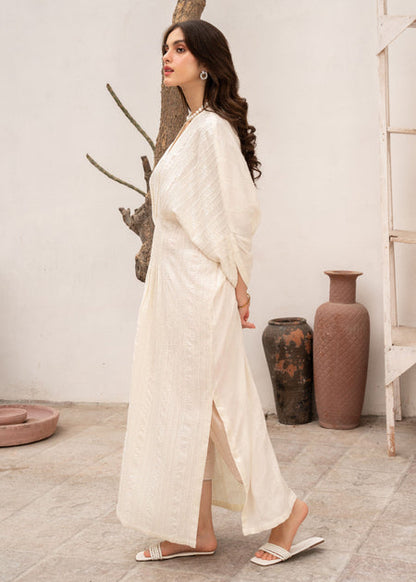 White Sequins Embroidered Kaftan