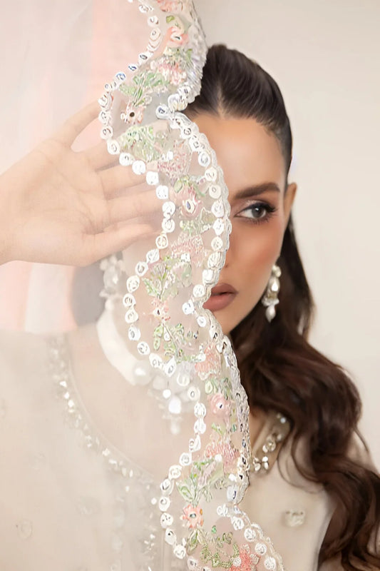 White Handmade Suit with Chikankari Work
