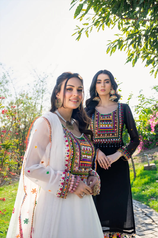 White Handmade Chiffon Suit