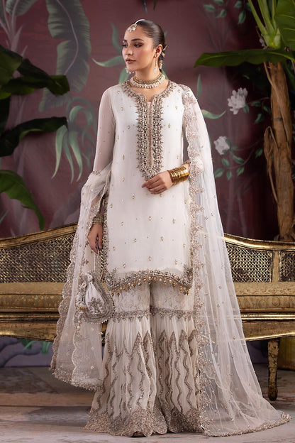 Readymade White Pure Crinkle Chiffon Gharara