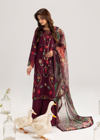 Wine Color Lawn Suit with Printed Dupatta Online in UK USA Canada