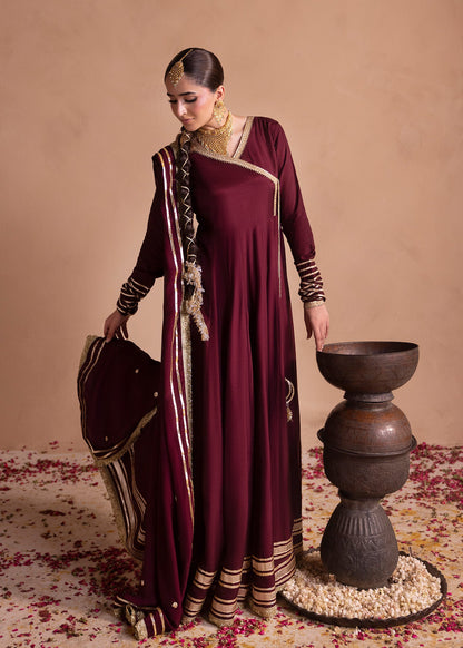 Wine Embellished Raw Silk Pakistani Suit Online in Dubai DXB UAE Abudhabi Meena Bazaar