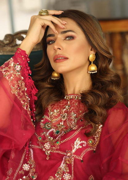 Wine Hand Embellished Organza Salwar Suit Online in Dubai DXB UAE Abudhabi Meena Bazaar