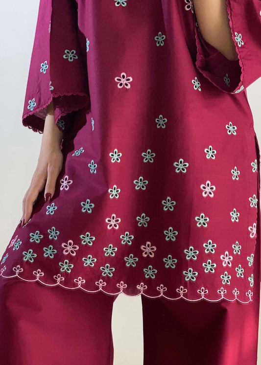 Wine Red Lawn Cotton Daily Wear Suit Online in Sri Lanka India Australia