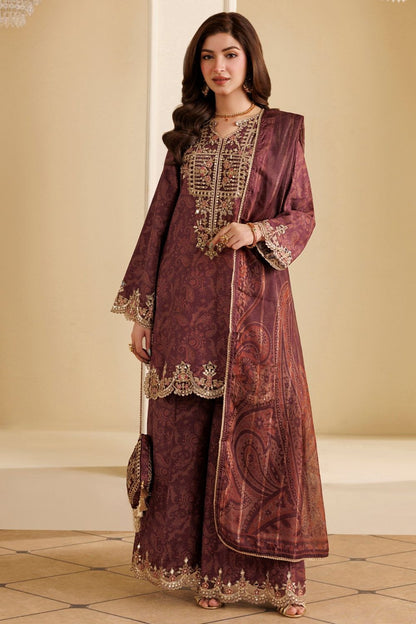 Wine Red Mirror Work Blended Khaddar Pakistani Suit Online in Dubai UAE Abudhabi Ajman Sharjah