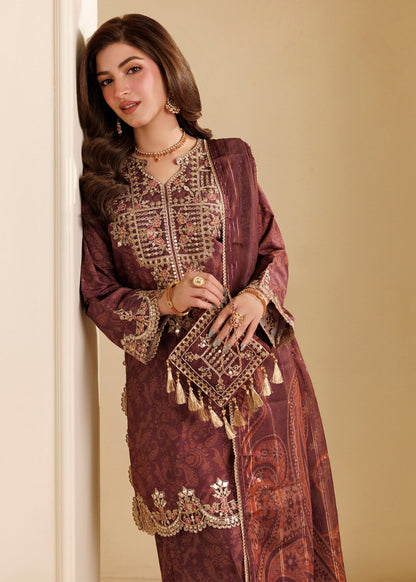 Wine Red Mirror Work Khaddar Pakistani Designer Suits Online in Dubai DXB UAE Abudhabi Meena Bazaar