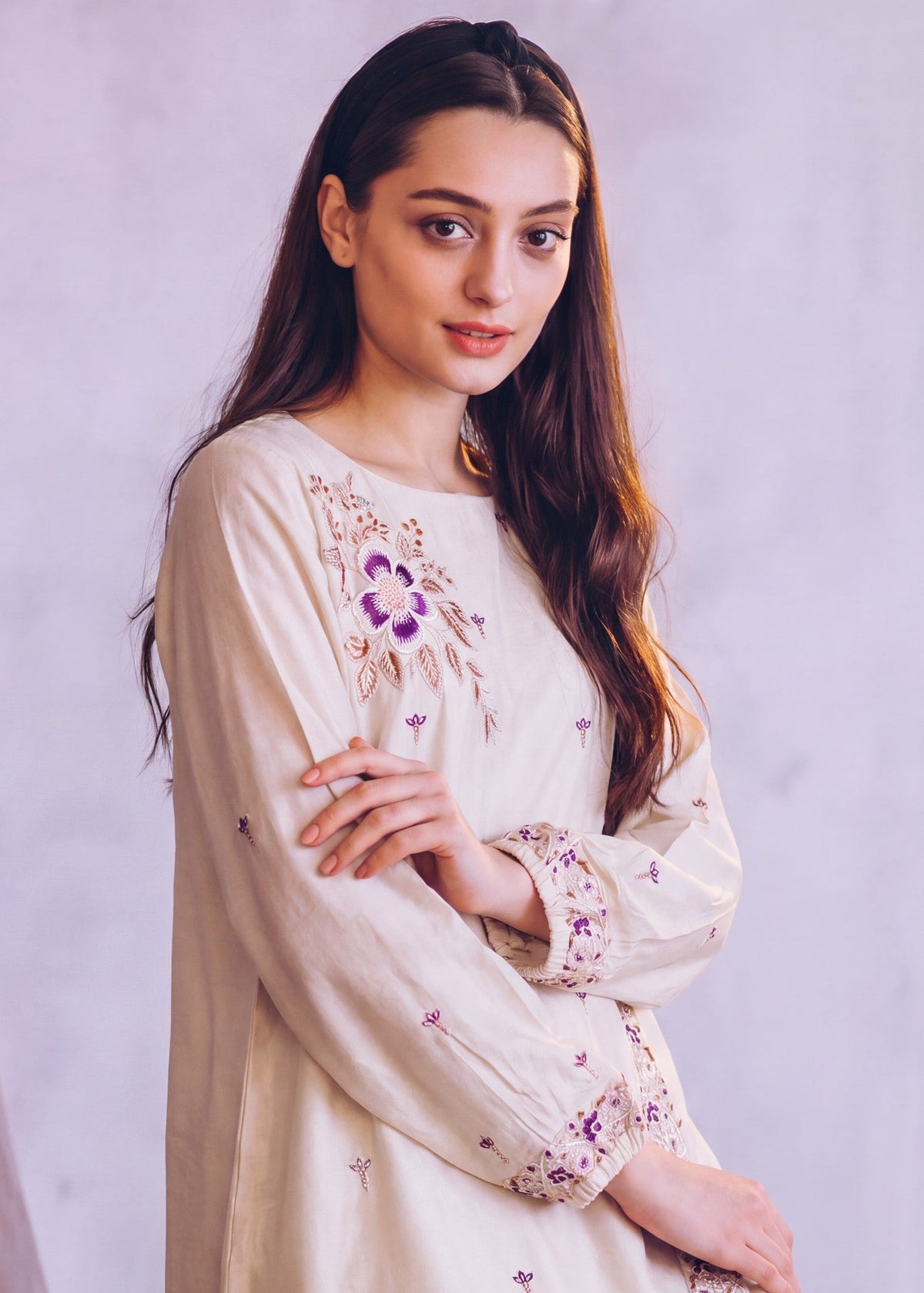 Winter Wear Beige Linen Kurta Set for Women Online in Sri Lanka India Australia
