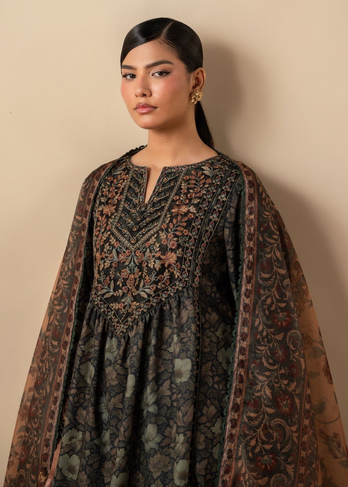 Winter Wear Black Embroidered Pakistani Suit Online in Dubai DXB UAE Abudhabi Meena Bazaar