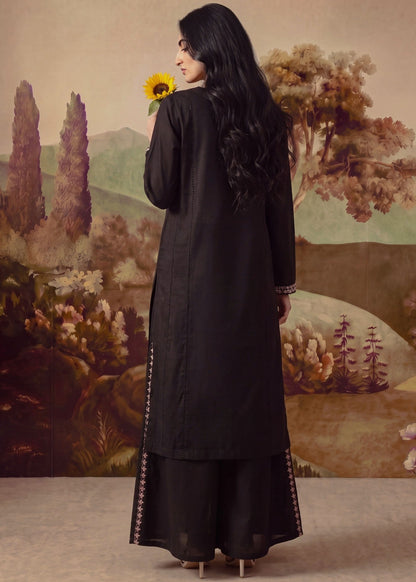 Winter Wear Black Khaddar Sharara Online in KSA Riyadh Saudi Arabia Oman Bahrain Qatar