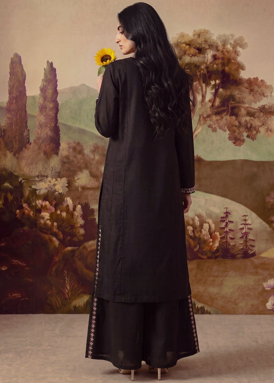 Winter Wear Black Khaddar Sharara Online in KSA Riyadh Saudi Arabia Oman Bahrain Qatar
