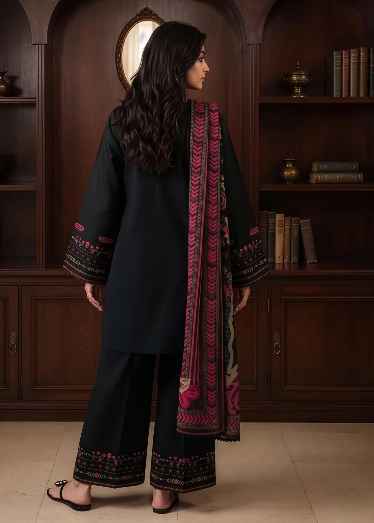 Winter Wear Black Linen Shalwar Kameez Online in Sri Lanka India Australia