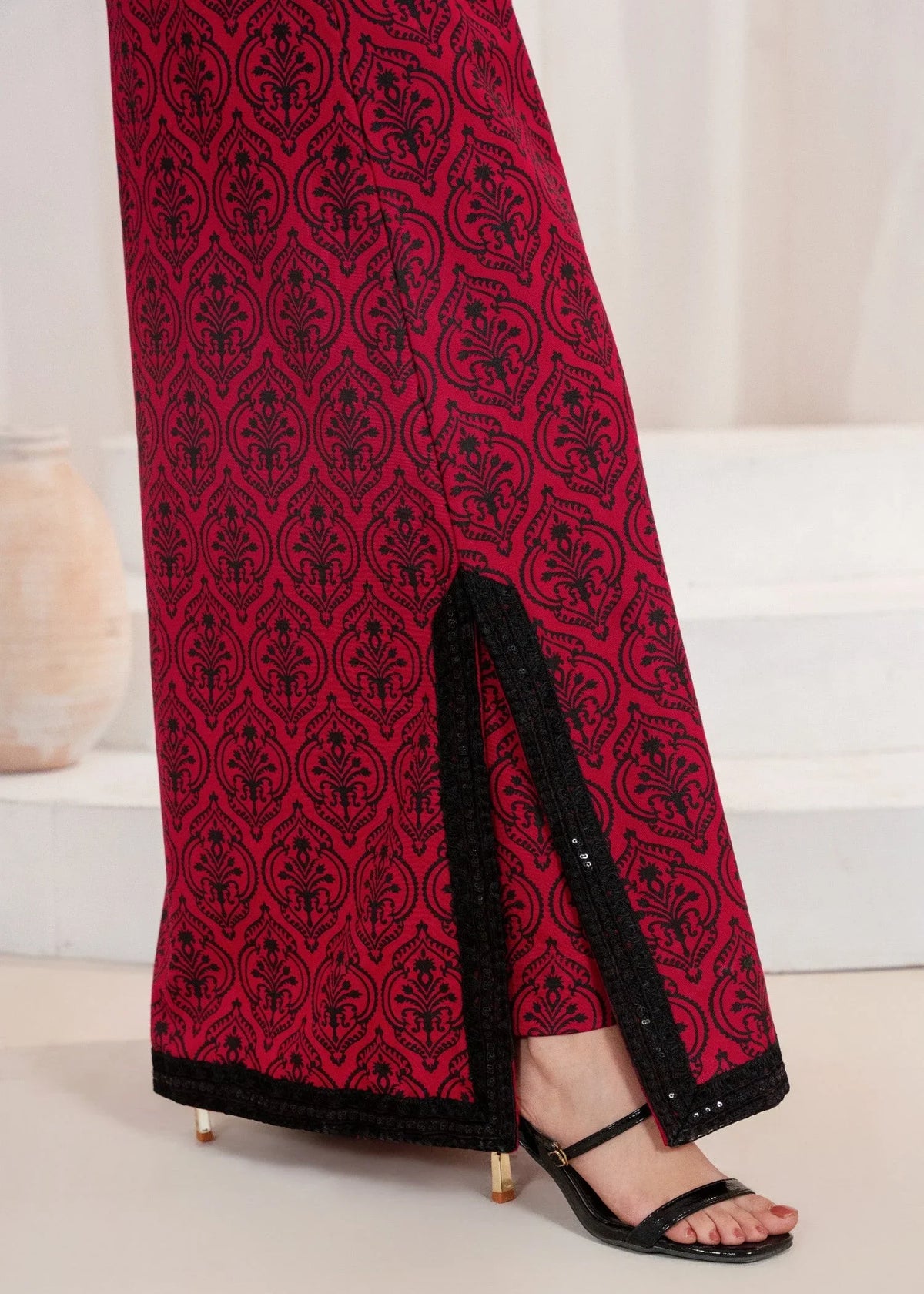Winter Wear Cardinal Red Patchwork Kaftan Online in Dubai DXB UAE Abudhabi Meena Bazaar