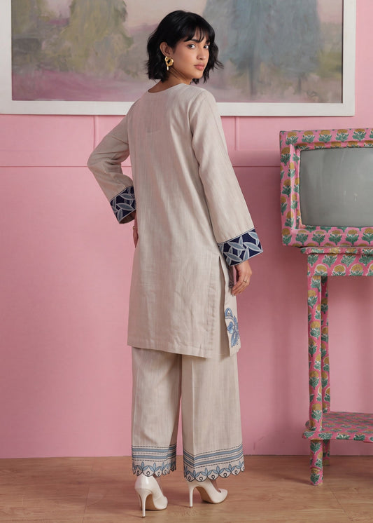 Winter Wear Khaddar Kurta Set with Plazzo Online in KSA Riyadh Saudi Arabia Oman Bahrain Qatar