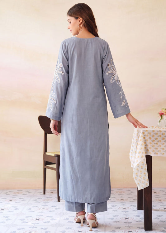 Winter Wear Khaddar Kurta Set with Plazzo Online in KSA Riyadh Saudi Arabia Oman Bahrain Qatar