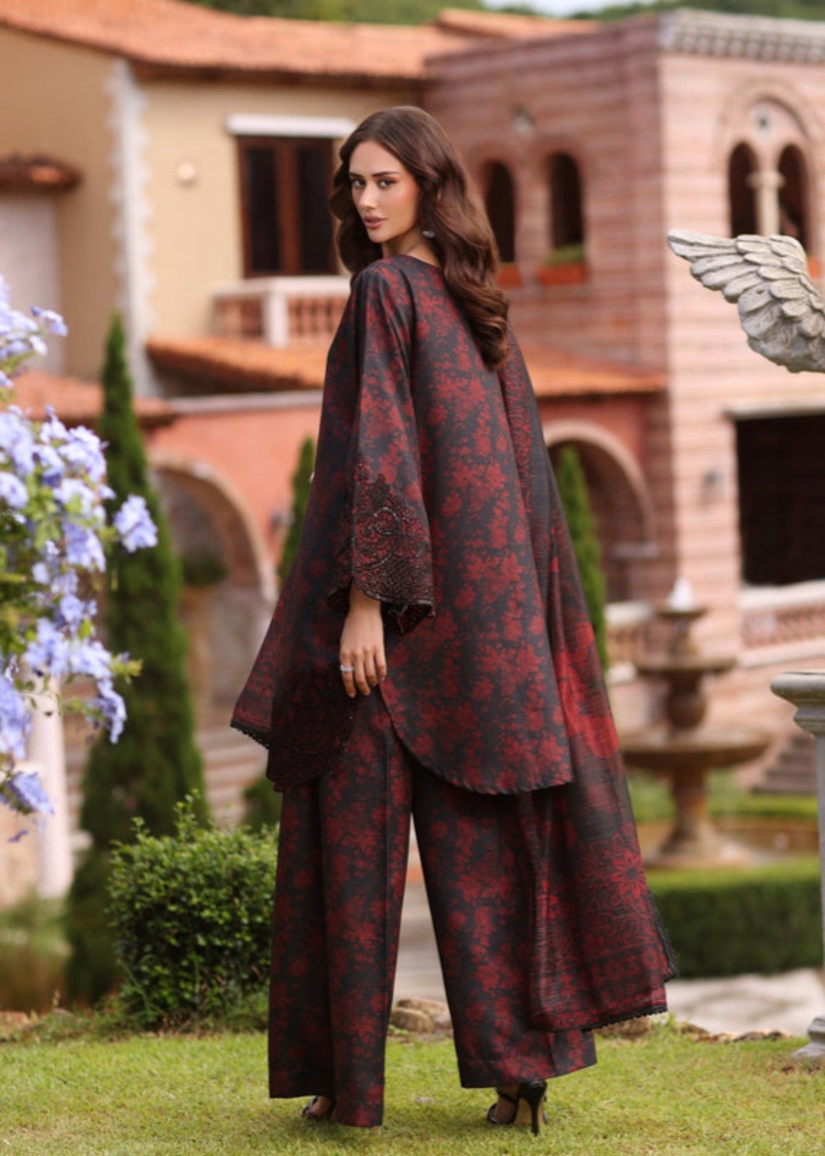 Winter Wear Maroon Khaddar Salwar Suit Online in Dubai UAE Abudhabi Ajman Sharjah