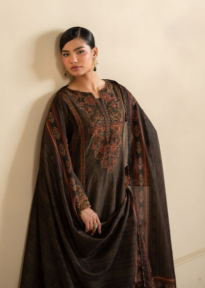 Winter Wear Mocha Brown Khaddar Maxi Dress Online in Sri Lanka India Australia