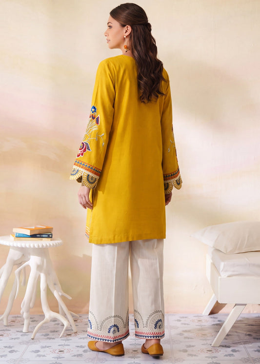 Winter Wear Mustard Dhanak Kurta Set Online in KSA Riyadh Saudi Arabia Oman Bahrain Qatar