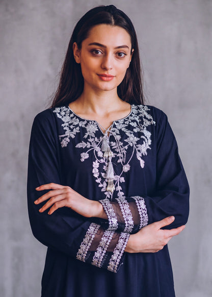 Winter Wear Navy Blue Linen Kaftan Online in Sri Lanka India Australia