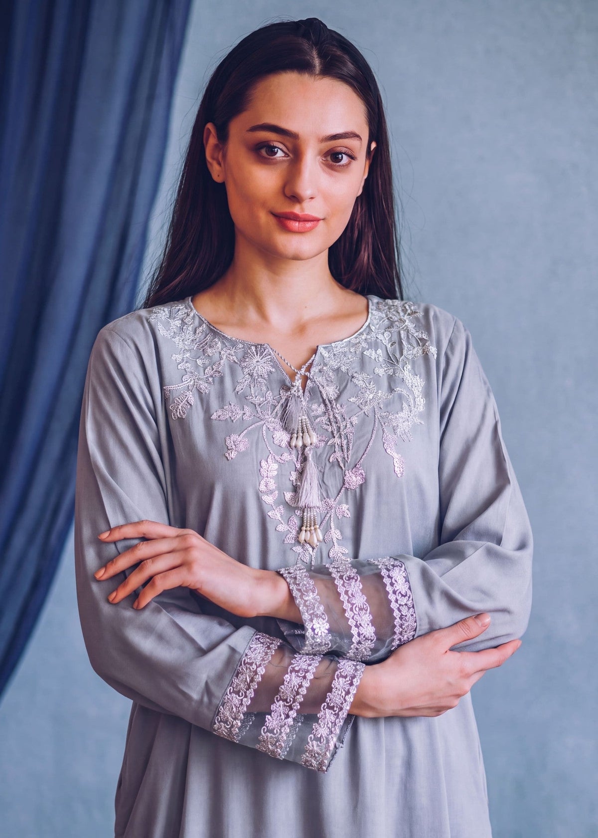 Winter Wear Patchwork Linen Kaftan Online in UK USA Canada