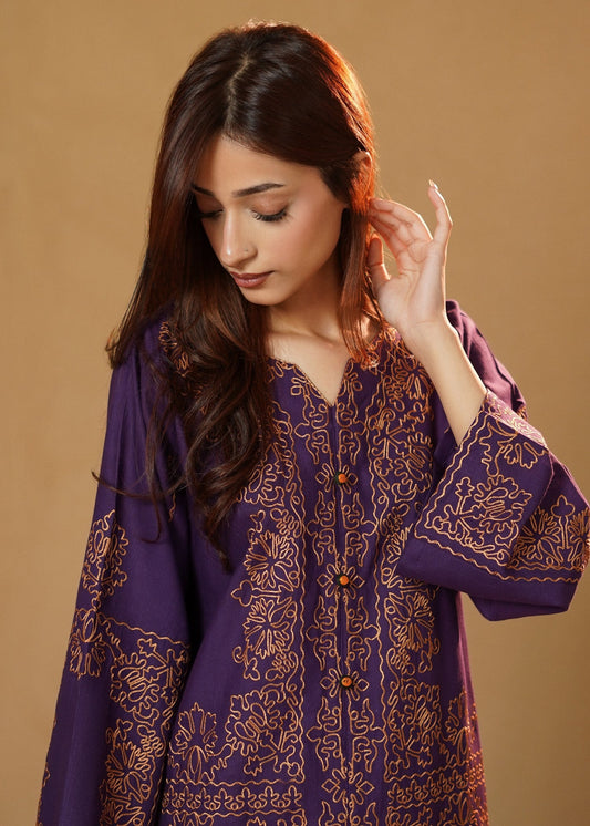 Winter Wear Purple Slub Khaddar Kurta Set Online in Sri Lanka India Australia